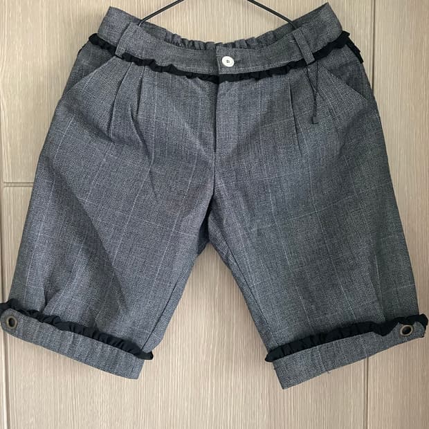 엑시즈팜 그레이 블랙레이스 하프 팬츠