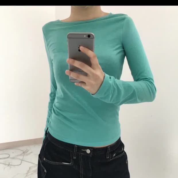 민트티 구해요 롱슬리브 긴팔티 민트 청록