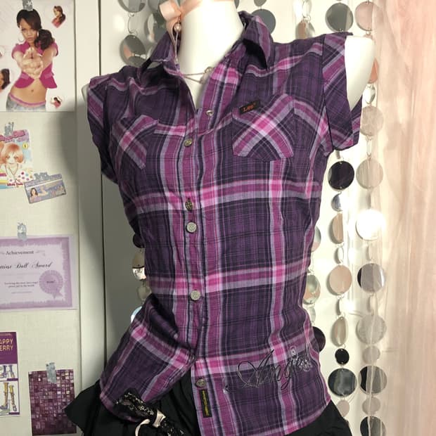 Lee purple check top