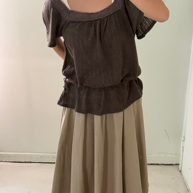 일본빈티지 모리 브라운 반팔 니트