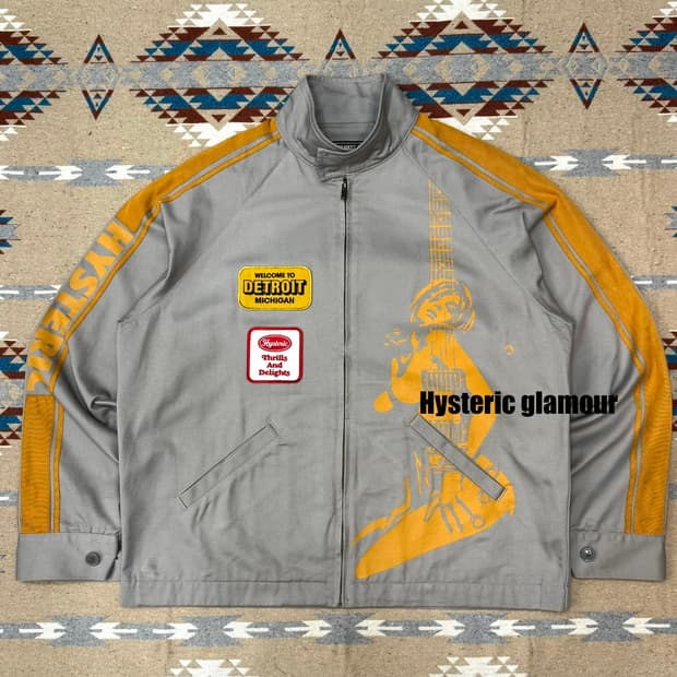 [L] 히스테릭 글래머 디트로이트 락 레이싱 자켓 그레이 