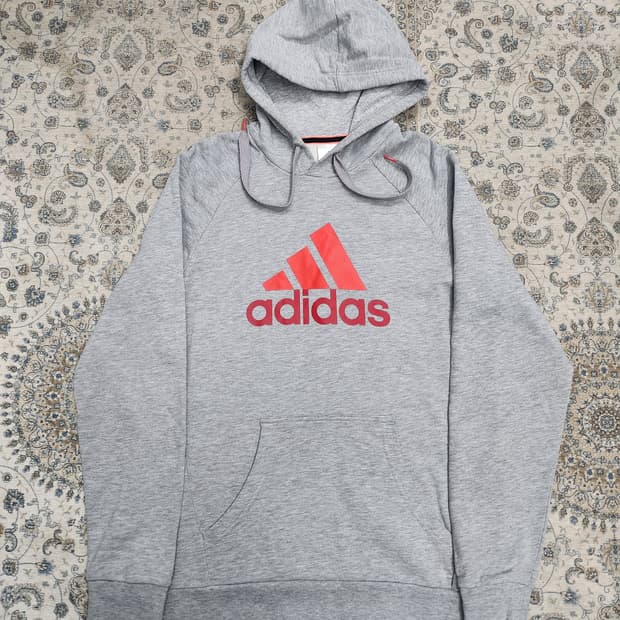 아디다스 그레이 빅로고 후드티 100