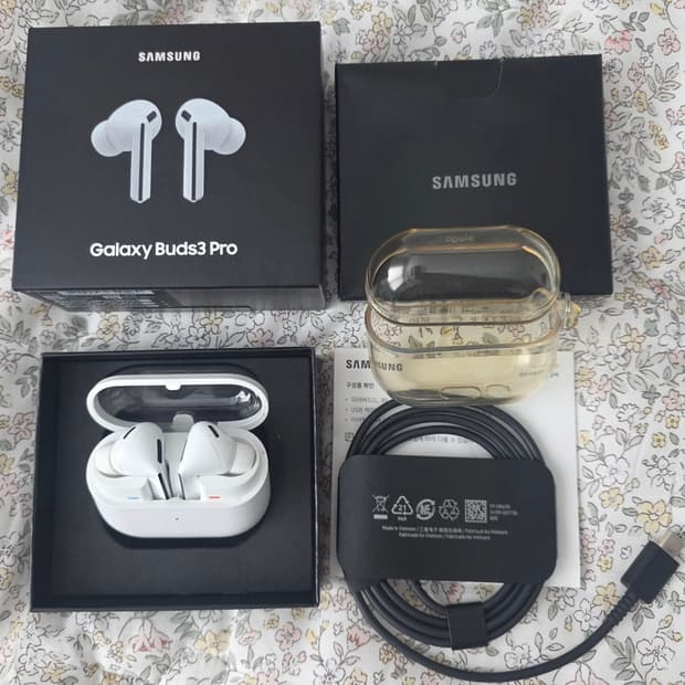 갤럭시 버즈3 프로 화이트 (풀박스)+투명하드 케이스