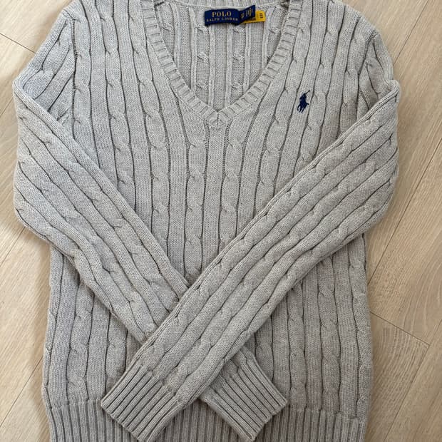 폴로 여성 브이넥 꽈배기 니트 XS