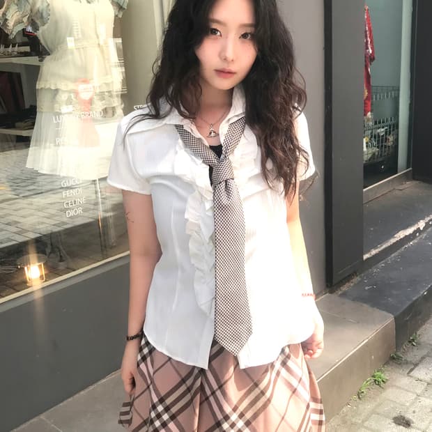 버버리 체크 스커트 코디 세트 🎀