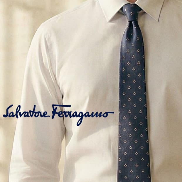 페라가모 실크 네이비 앵커 패턴 넥타이 7.3cm A+등급 K1726
