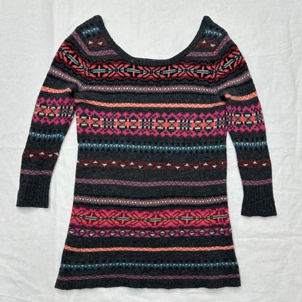 rose bud 패턴 니트 (wool100%)