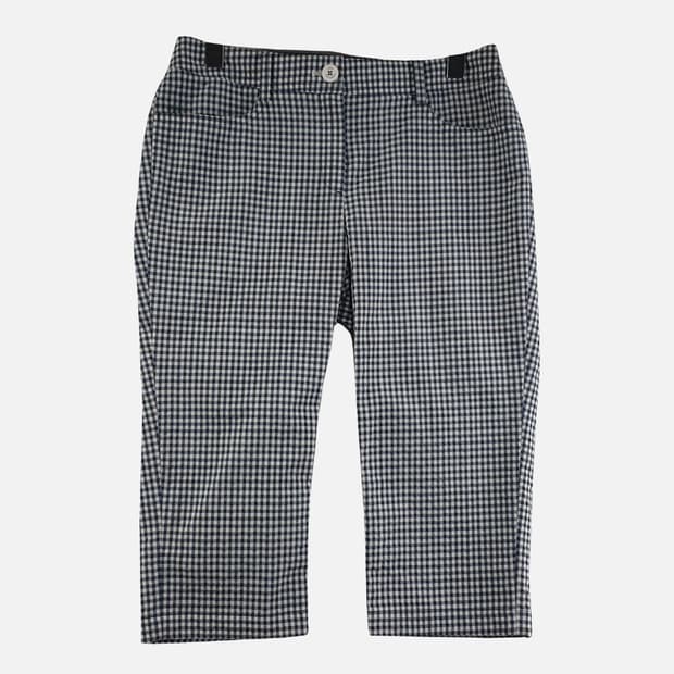 JDX 네이비 여자 체크 바지 70-92 N4993