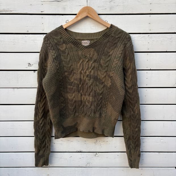 Polo 폴로 카모 울 브이넥 니트