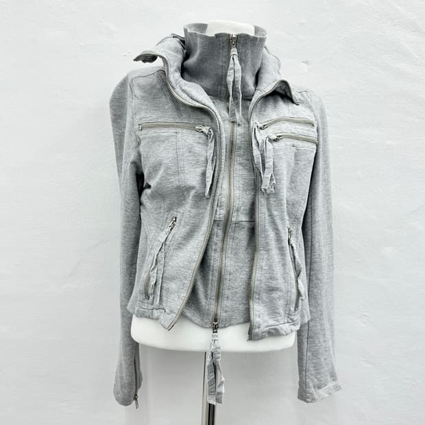 JPN high neck zipper layered jacket 2way