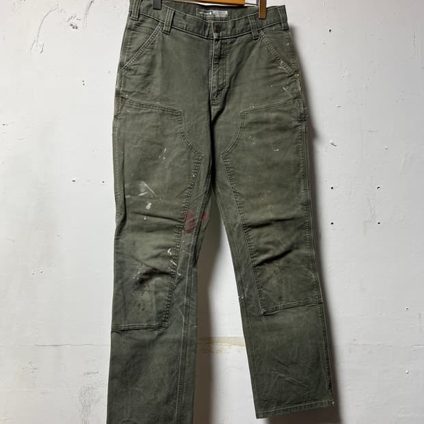 칼하트 릴랙스핏 더블니 카펜터 팬츠 모스 그린