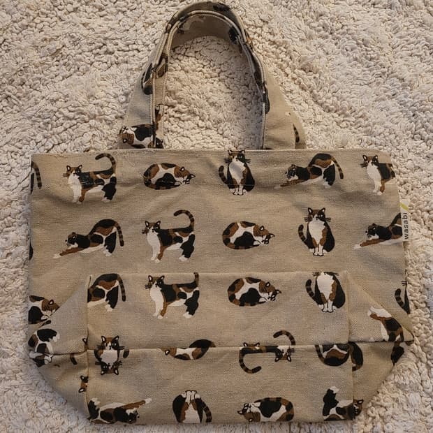일본 고양이 패브릭 손가방