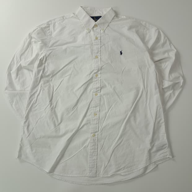 CA147 2XL 폴로 커스텀핏 화이트 코튼 스트레치 셔츠 남방
