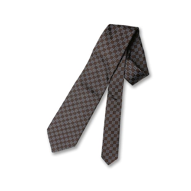 드레익스 [Drake's] 브라운 블루 도트 패턴 잉글랜드 핸드 타이