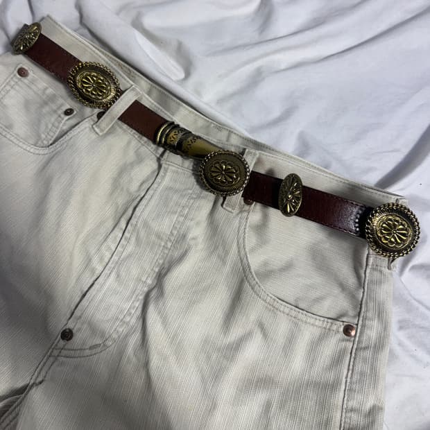 Chirstian aujard 콘초 후크 레더 벨트 웨스턴 