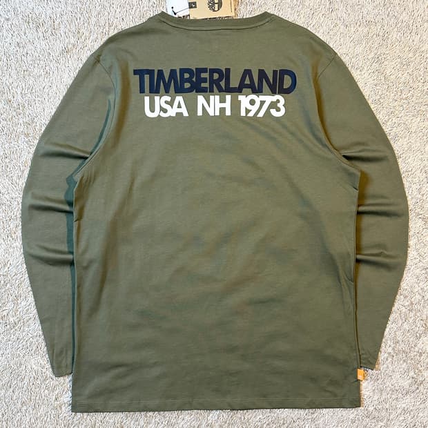 팀버랜드 TIMBERLAND 백로고 롱슬리브 긴팔 티셔츠 올리브