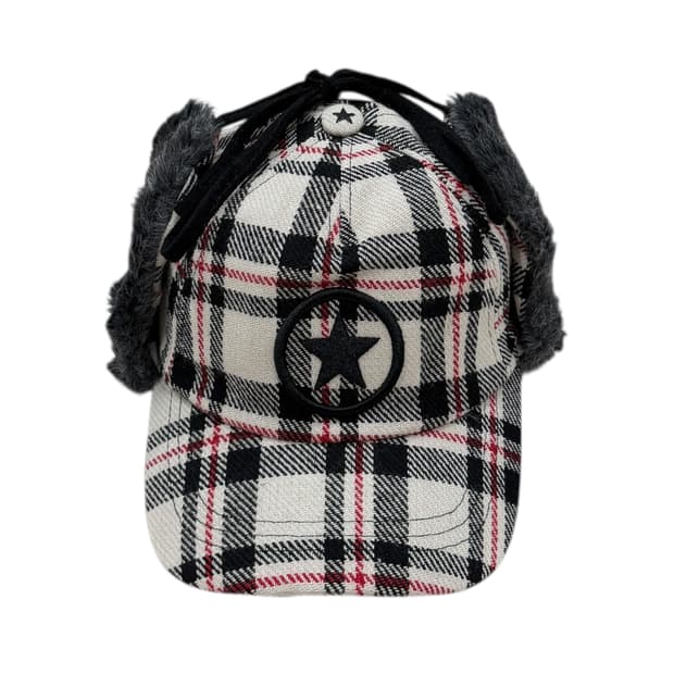 컨버스 빈티지 Y2K 별 스타 체크 군밤 트루퍼햇 모자