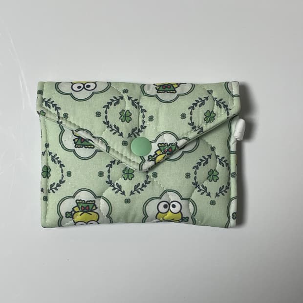 [ 핸드메이드 ] 케로피 클로버 자체제작 원단 떡딱이 카드지갑