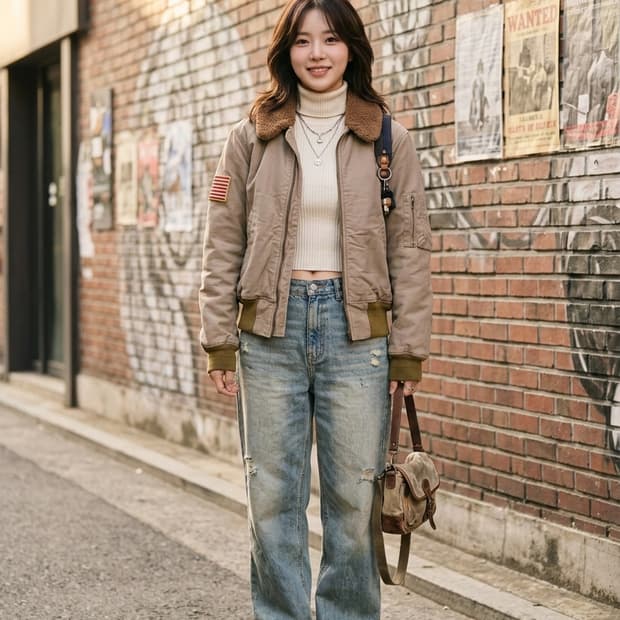 데님앤서플라이 랄프로렌 양털 카라 항공 자켓