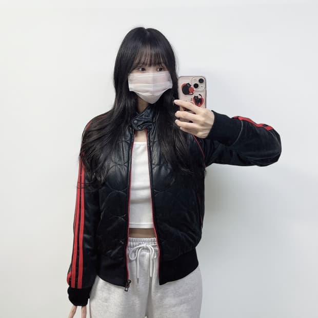 아디다스 빅 로고 퀄팅 트랙탑 져지 블랙