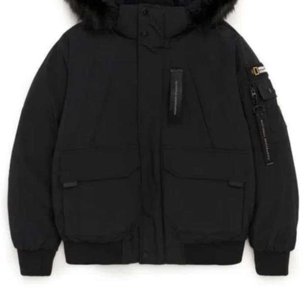 내셔널 지오그래픽 구스다운 숏패딩 블랙 L