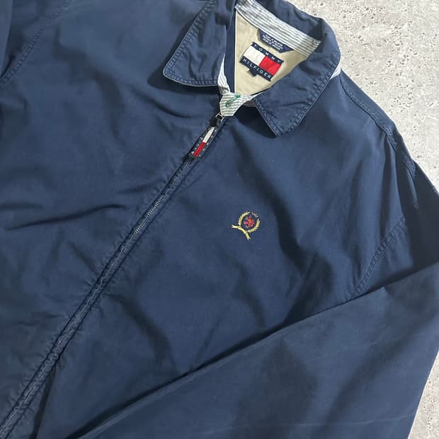 90s Tommy Hilfiger 크레스트 네이비 자켓
