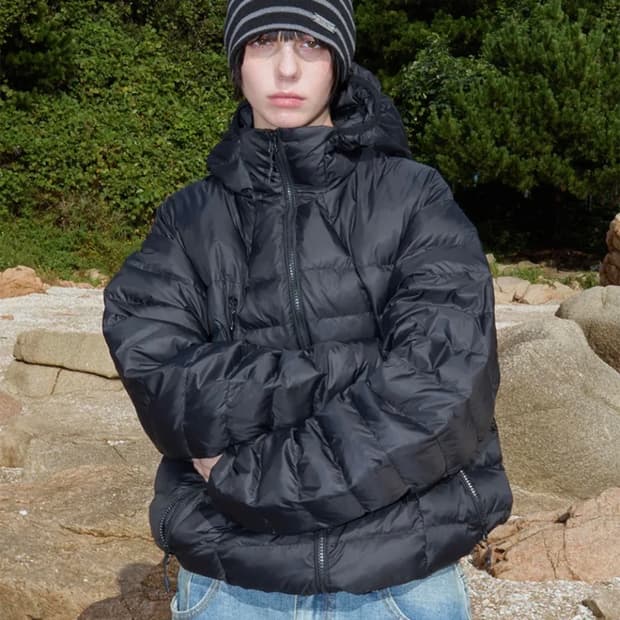 오와이 경량패딩 무광 M 