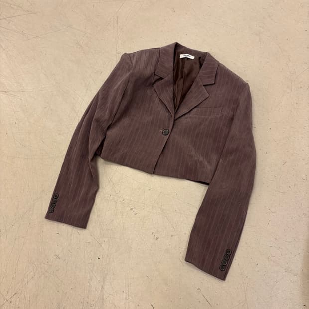 크롭 스트라이프 블레이저