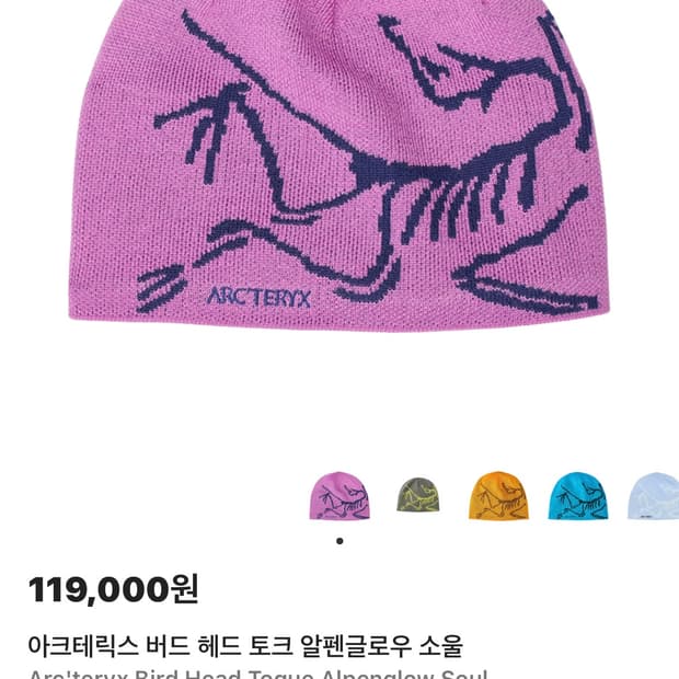 아크테릭스 버드 헤드 핑크 비니