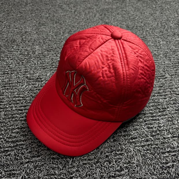 MLB 뉴욕 양키스 빅로고 사틴 레드 베이스볼 캡 1922