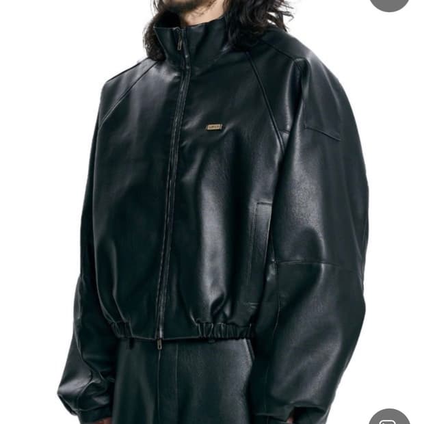 아조바이아조 비건 레더 쇼츠 블루종 재킷 블랙 XL