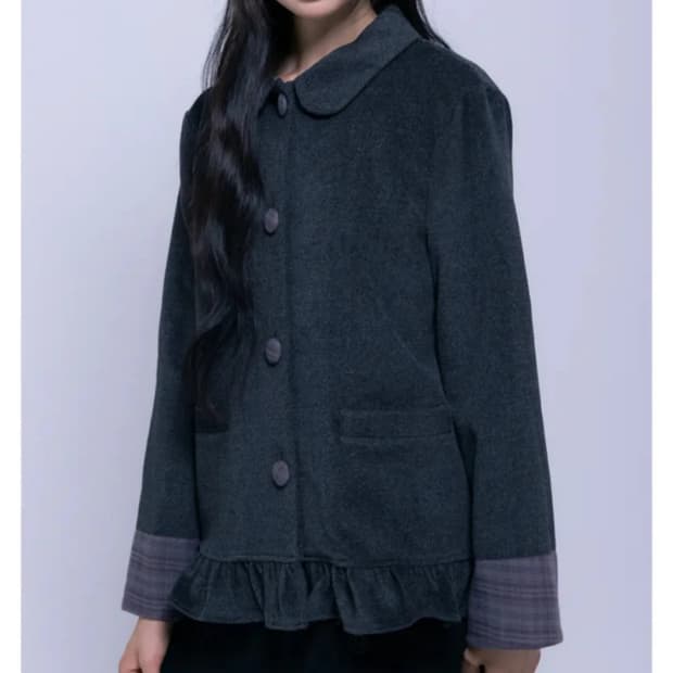 나이엔 체크 포인트 라운드 카라 자켓 (새제품)