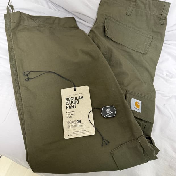 칼하트 WIP 콜룸비아 립스탑 레귤러 카고 팬츠 사이프러스