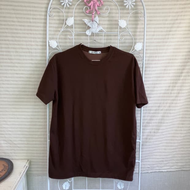 빈티지 머슬핏 브라운 반팔 티셔츠 y2k 스트릿 갸루 펑키457