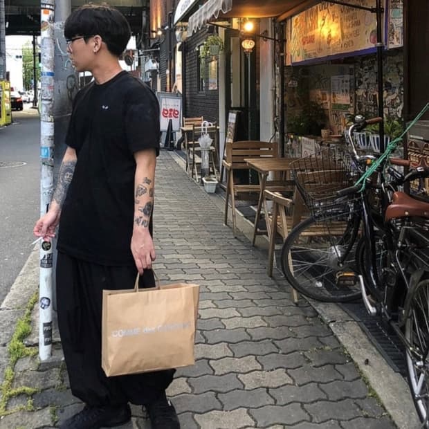 플레이 꼼데가르송 스몰 블랙 하트 티셔츠 블랙 M