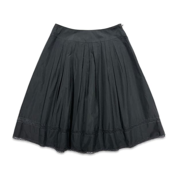 빈티지 FRANCO FERRARO 블랙 플레어 레이스 미디 스커트