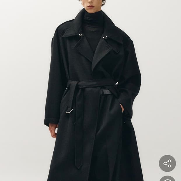 노이어 울 트위드 오버핏 트렌치 코트 블랙 50