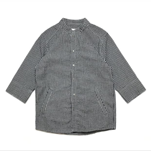 파르티멘토 7부 길엄 블랙 체크 셔츠