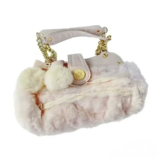 리즈리사 폼폼이 핑크 퍼가방