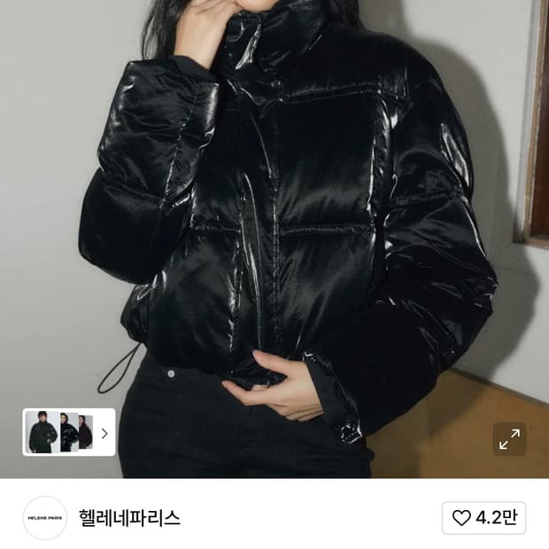 헬레네파리스 벨벳 크롭 웰론 푸퍼 패딩