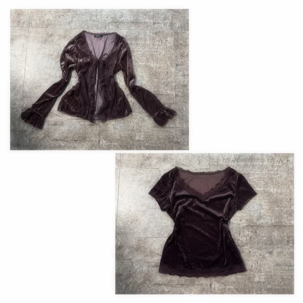 벨벳 레이스 투피스 탑 2pcs SET