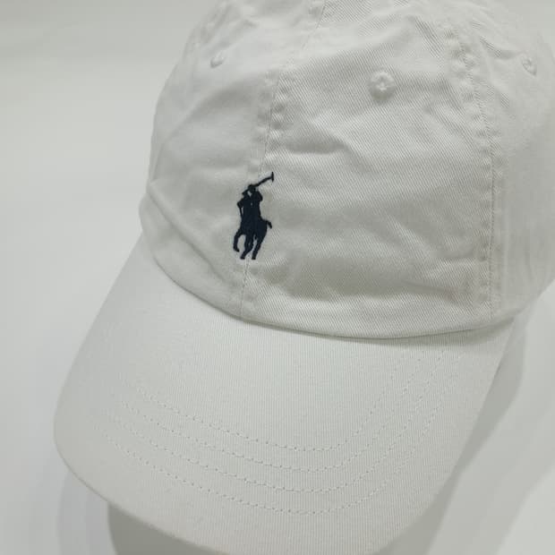 Co652 폴로 랄프로렌 화이트 블랙 자수 볼캡 모자