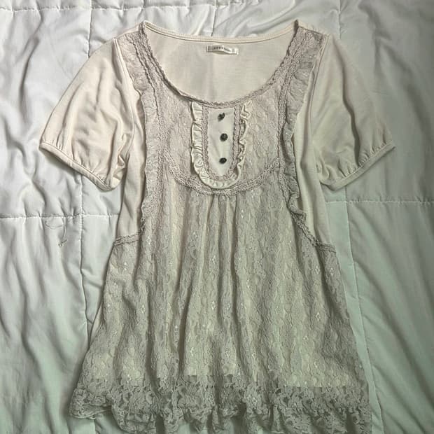 axesfemme Lace panel vintage tunic top