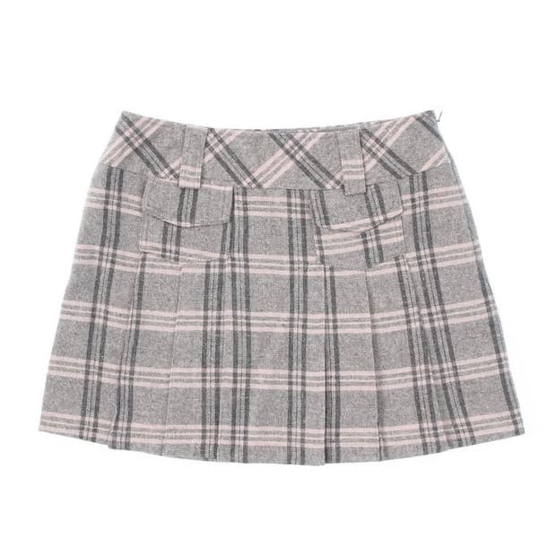 글리터 핑크 체크 포켓 스커트 로걀 갸루 히메갸루 리즈리사깔 빈티지