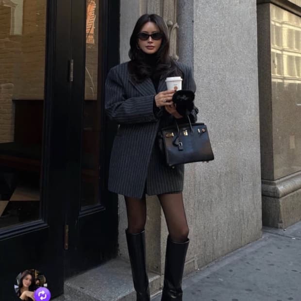 ELBORN 엘보른  스트라이프 하프 코트 34