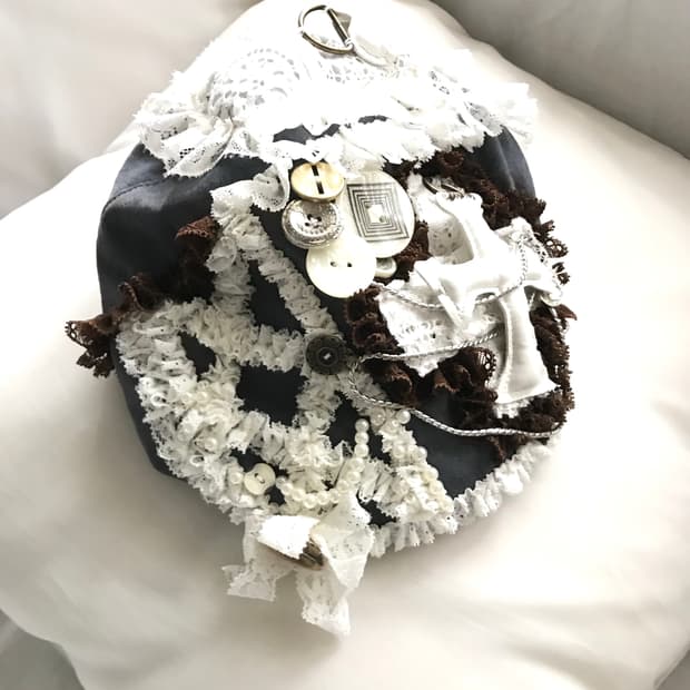 Custom🐾)Denim✝️+🗝️ lace mix huntingcap