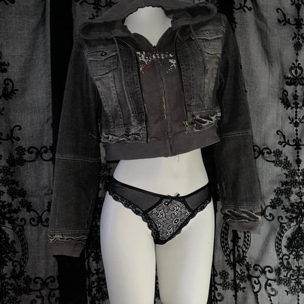 coloursoftheworld denim hooded zip-up