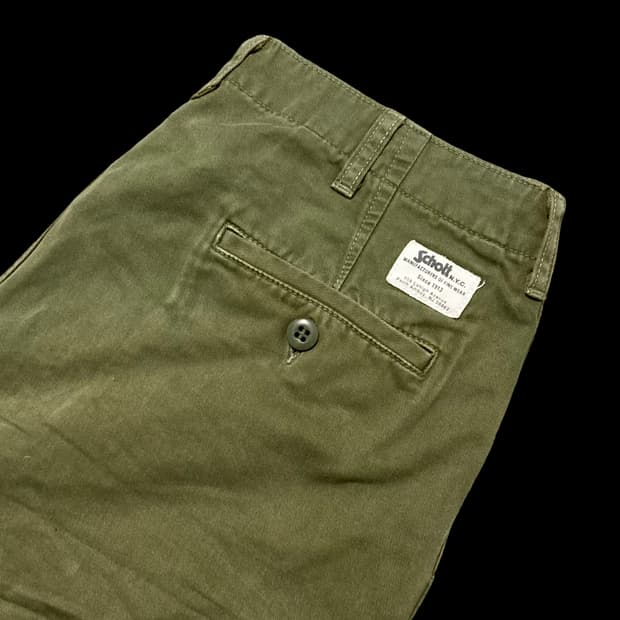 SCHOTT 쇼트 빈티지 카키 헤비 코튼 하프 팬츠
