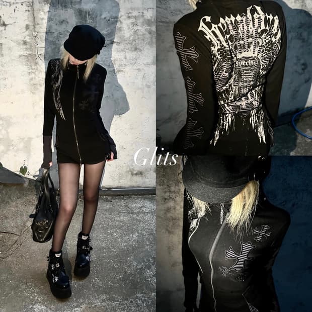glitz punk zip-up hoodie