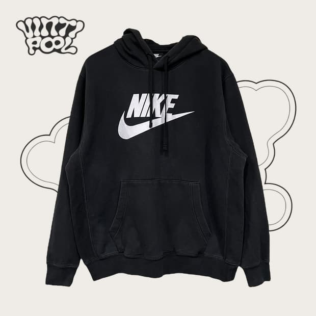나이키 빅로고 기모 후드티 XL 블랙